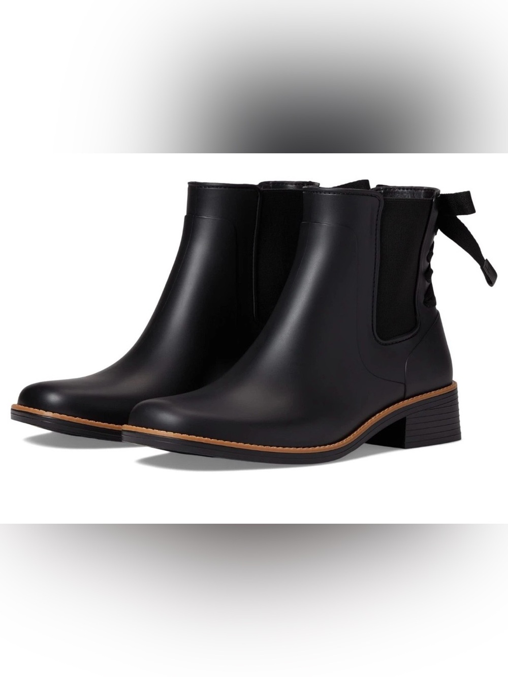 Bernardo Briton Women's Black Ankle Rain Boots with Back Bow size 9